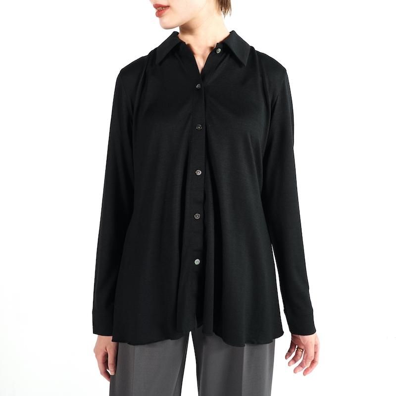 <img class='new_mark_img1' src='https://img.shop-pro.jp/img/new/icons50.gif' style='border:none;display:inline;margin:0px;padding:0px;width:auto;' />[PHEENY] եˡ Wool jersey drape shirt(BLACK)