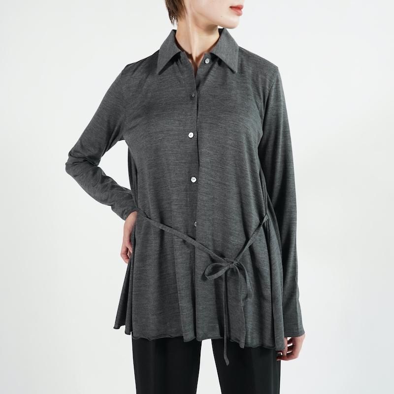 PHEENY] フィーニー Wool jersey drape shirt(GRAY)