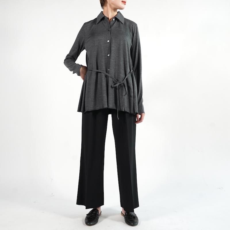 pheeny フィーニー　トップス PHEENY] フィーニー Wool jersey drape shirt(GRAY)