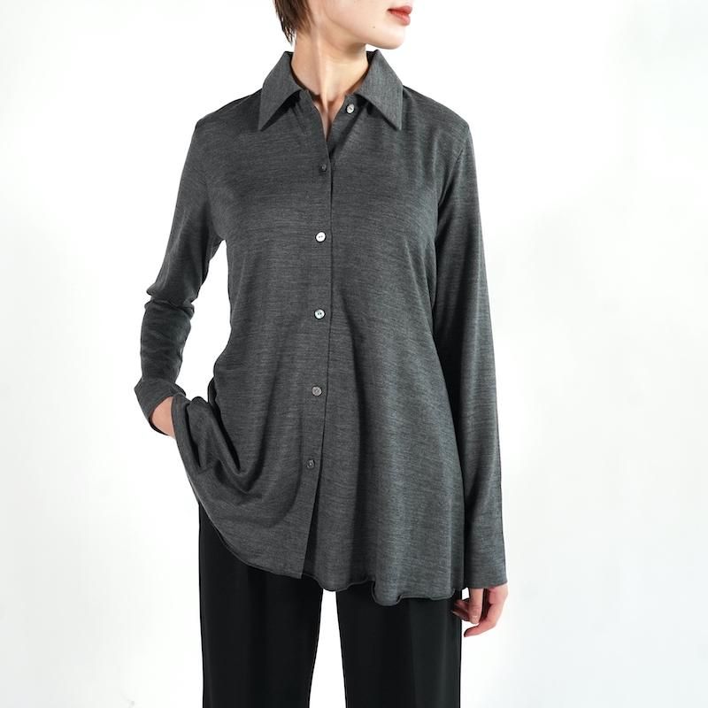 pheeny フィーニー　トップス PHEENY] フィーニー Wool jersey drape shirt(GRAY)