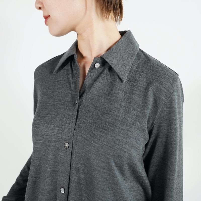 PHEENY] フィーニー Wool jersey drape shirt(GRAY)