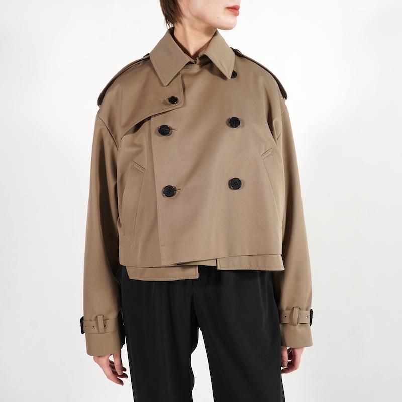 HYKE] ハイク CROPPED TRENCH COAT / BIG FIT(BEIGE)