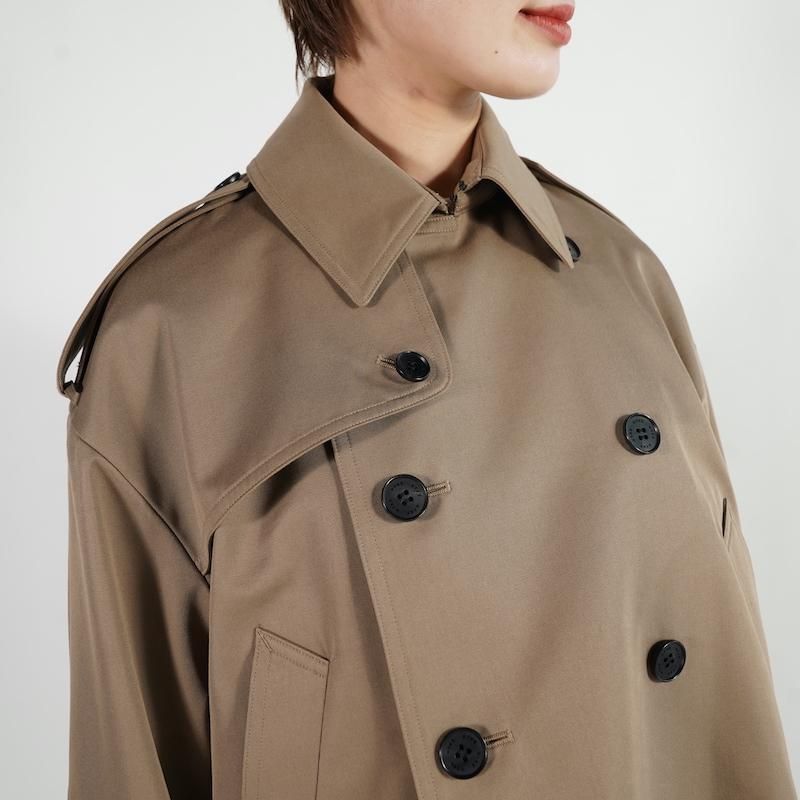 HYKE] ハイク CROPPED TRENCH COAT / BIG FIT(BEIGE)