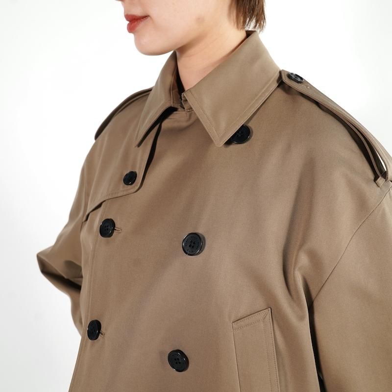HYKE] ハイク CROPPED TRENCH COAT / BIG FIT(BEIGE)