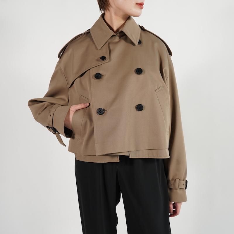 <img class='new_mark_img1' src='https://img.shop-pro.jp/img/new/icons6.gif' style='border:none;display:inline;margin:0px;padding:0px;width:auto;' /> [HYKE] ϥ CROPPED TRENCH COAT / BIG FIT(BEIGE)