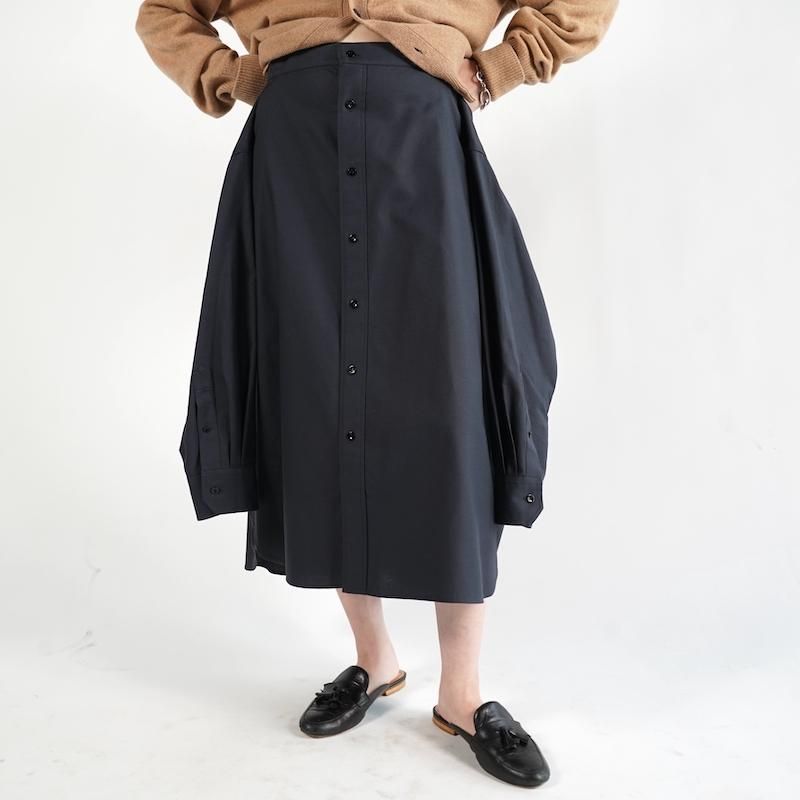 HYKE] ハイク OXFORD SHIRT INSPIRED SKIRT(BLACK)