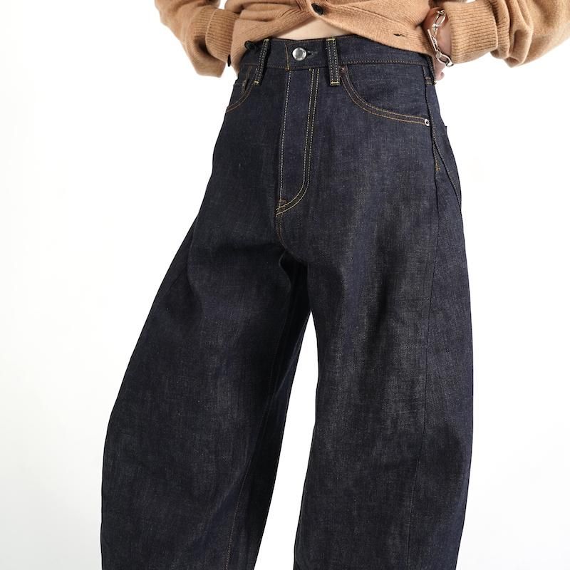 今季完売HYKE BARREL LEG JEANS バレルレッグデニム DENIM BARREL LEG JEANS デニムバレルレッグジーンズ-HYKE（ハイク