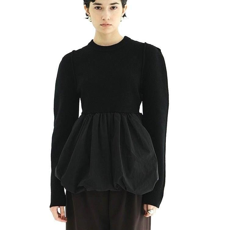 <img class='new_mark_img1' src='https://img.shop-pro.jp/img/new/icons31.gif' style='border:none;display:inline;margin:0px;padding:0px;width:auto;' /> [CLANE]  DOCKING POWERSHOULDER KNIT TOPS(BLACK)
