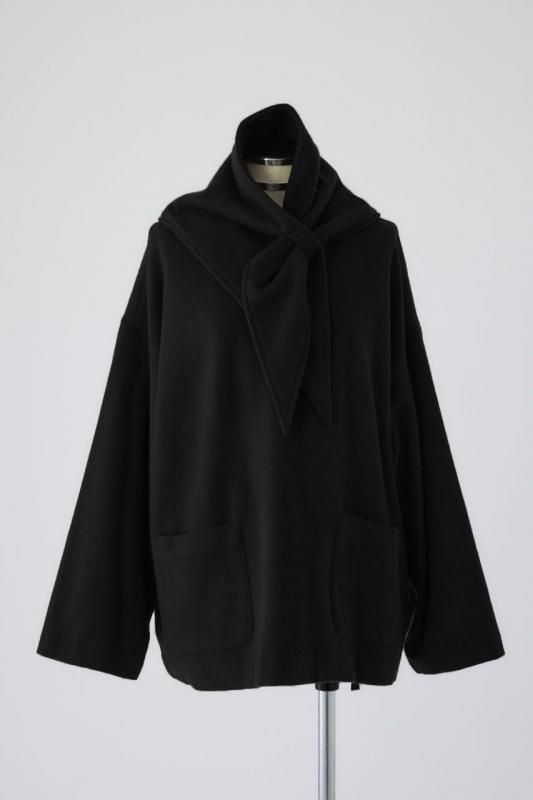 RIM.ARK] リムアーク Lambs wool blend scarf tops(BLACK)