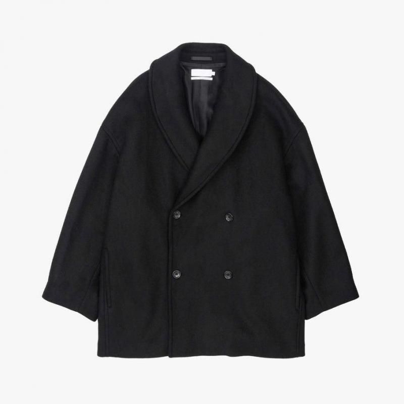 Graphpaper] グラフペーパー Light Melton Shawl Collar Coat(BLACK