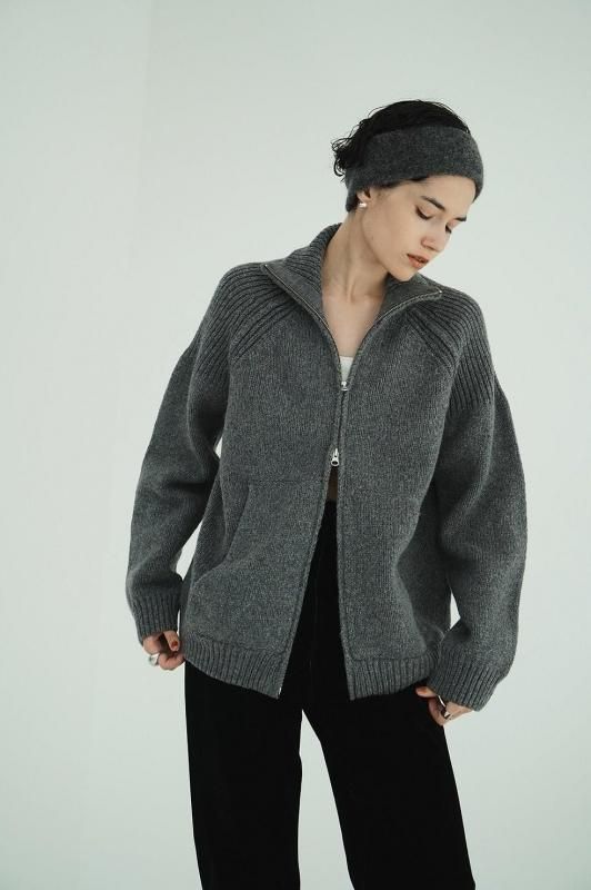 clane [クラネ] ジップアップニットトップス CLANE] クラネ POCKET ZIP KNIT TOPS(GRAY)