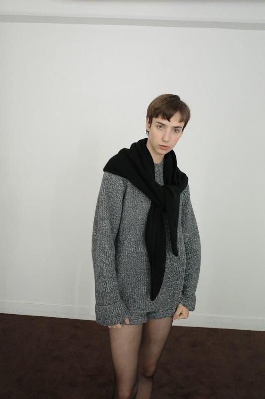 CLANE] クラネ OVER FORM SLEEVE KNIT TOPS(MIX)