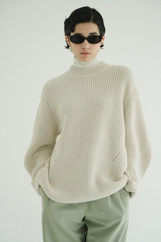 CLANE] クラネ OVER FORM SLEEVE KNIT TOPS(IVORY)