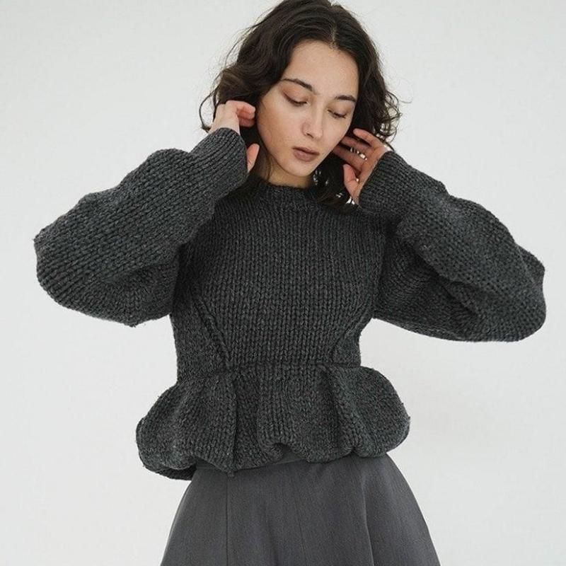 トップス CLANE PEPLUM HAND KNIT TOPS CLANE PEPLUM HAND KNIT TOPS | FLICKA ASHIYA