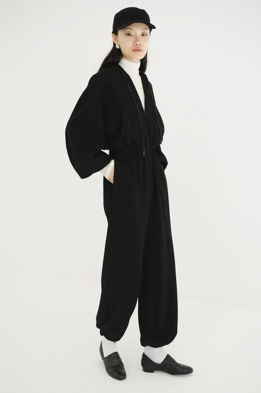 CLANE] クラネ HOODED SWEAT ALL IN ONE(BLACK)