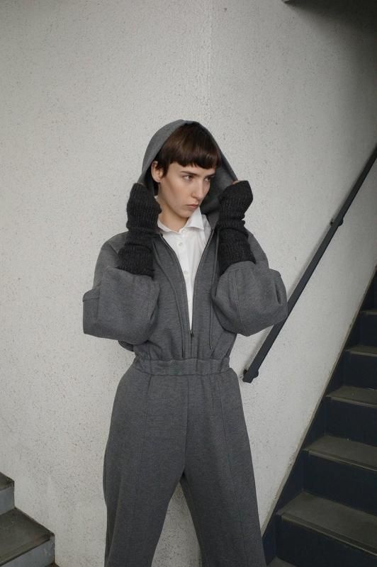 CLANE] クラネ HOODED SWEAT ALL IN ONE(GRAY)