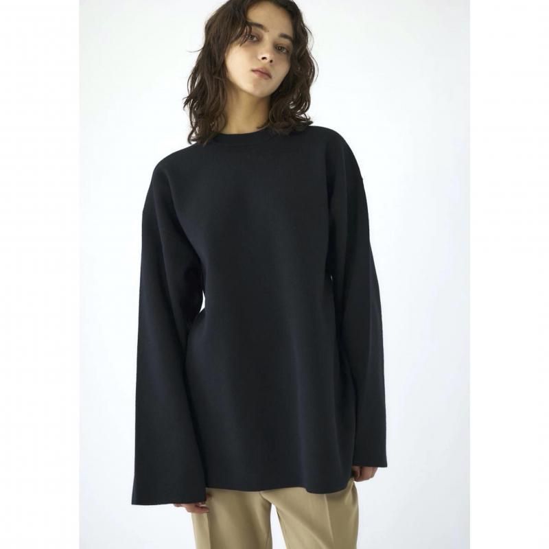 RIM.ARK] リムアーク Middle length box knit tops(BLACK)
