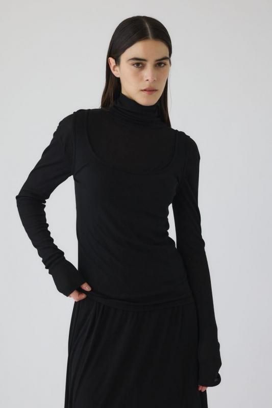 RIM.ARK] リムアーク Fluffy touch jersey set tops(BLACK)