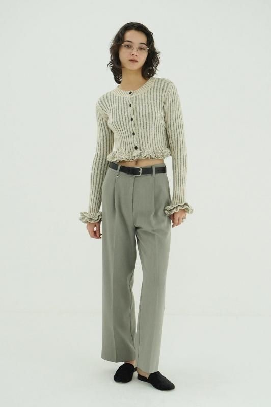 CLANE] クラネ W FACE SHORT FRILLED KNIT TOPS(WHITE)