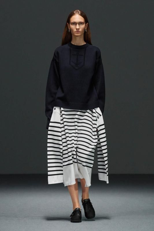 HYKE] ハイク SHEER BACK GUERNSEY KNIT(NAVY)