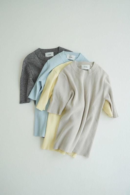 CLANE] クラネ H/N HALF SLEEVE RIB KNIT TOPS(MIX)