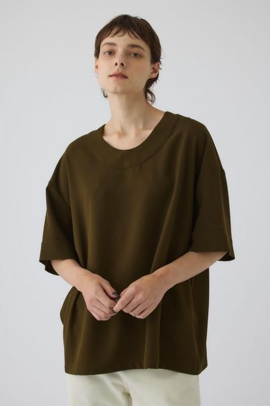 RIM.ARK] リムアーク Georgette u-neck tops(KHAKI)