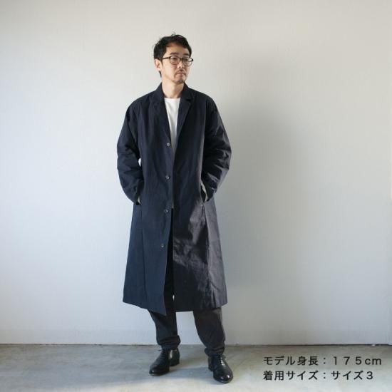 yohaku バフクロス ロングジャケット　ブラックネイビー サイズ3 バフクロス ロングジャケット ブラックネイビー - yohakuの公式通販