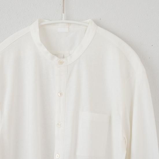 ラフィーコンパクト天竺 スタンドカラーシャツ オフホワイト size2.3