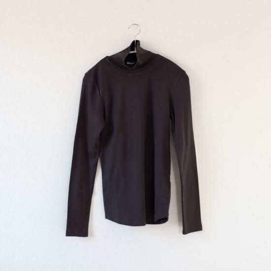 フライス タートルネック長袖Tシャツ チャコール - yohakuの