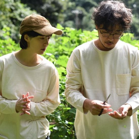 種から作ったロングスリーブTシャツ 吊り編み（ポケットつき