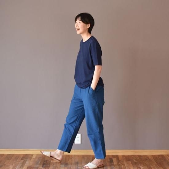 備後節織 ストレートパンツ 中紺×墨（yohakuオリジナル 厚地