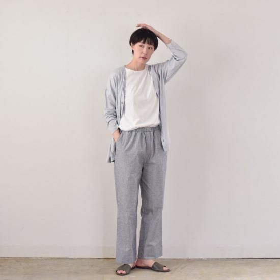 オローネ 杢グレーパンツ 遠州織物 綿麻ストレートパンツ 杢グレー size3.4 - yohakuの