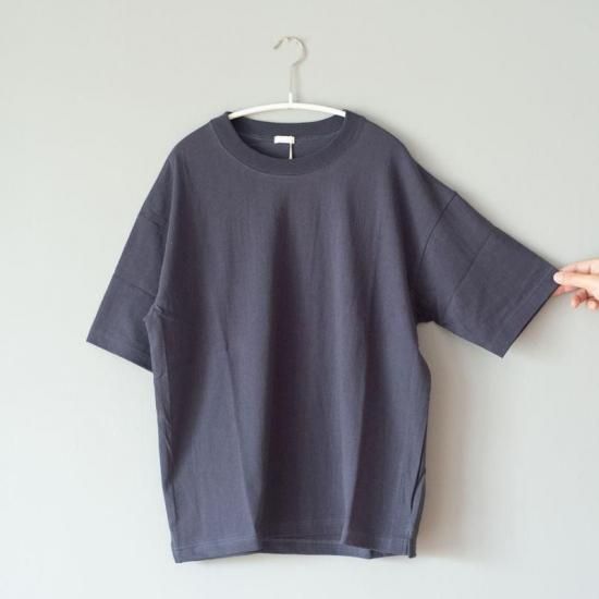 オーガニック吊り天竺 オーバーサイズTシャツ グレーネイビー