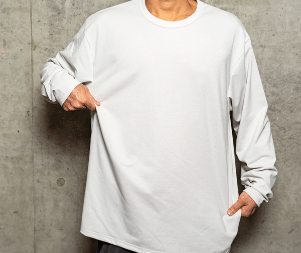 zero和紙スーパーストレッチ長袖Tシャツ - グレー zero和紙スーパーストレッチ長袖Tシャツ - グレー