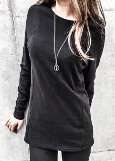 Cotton Stretch Jersey Long Sleeve Cut&Sewn - Black