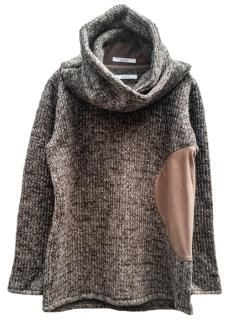 Circular Cut Snood Sliver Pullover Knit - Brown