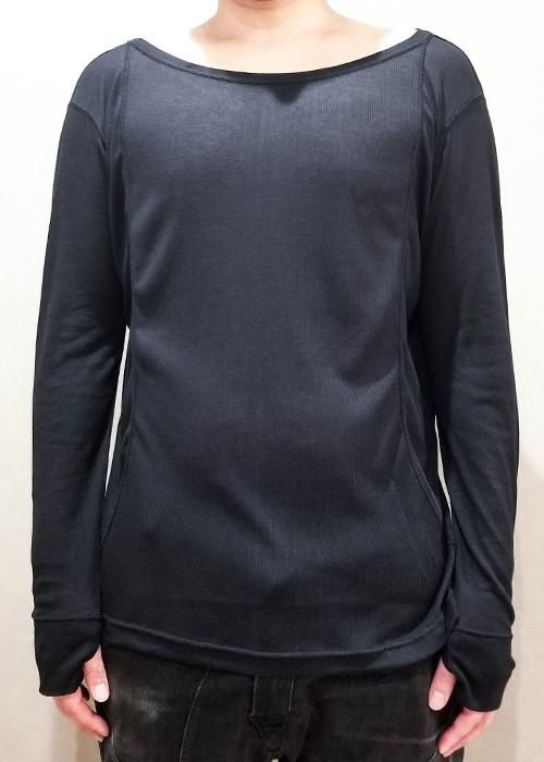 スーピママイクロガーゼリブロングスリットワンピース風長袖カットソー