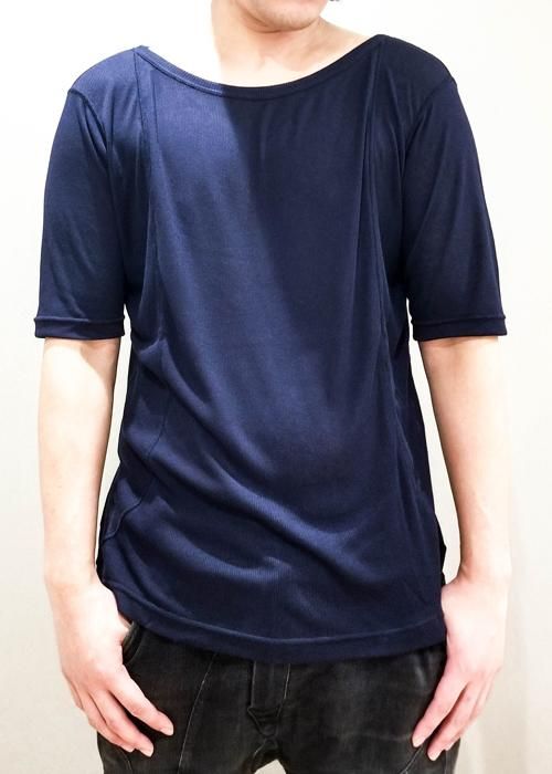 スーピママイクロガーゼリブロングスリットワンピース風半袖カットソー