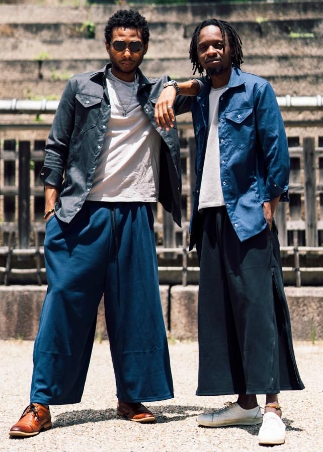 zero和紙スーパーストレッチ袴ワイドパンツ - 黒