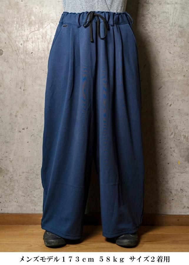 zero和紙スーパーストレッチ袴ワイドパンツ - 紺 zero和紙スーパーストレッチ袴ワイドパンツ - 紺