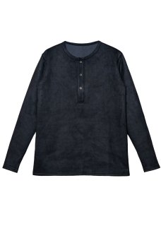 <img class='new_mark_img1' src='https://img.shop-pro.jp/img/new/icons14.gif' style='border:none;display:inline;margin:0px;padding:0px;width:auto;' />Zero Faux Suede Stretch Henry Neck Pullover Shirt - Black