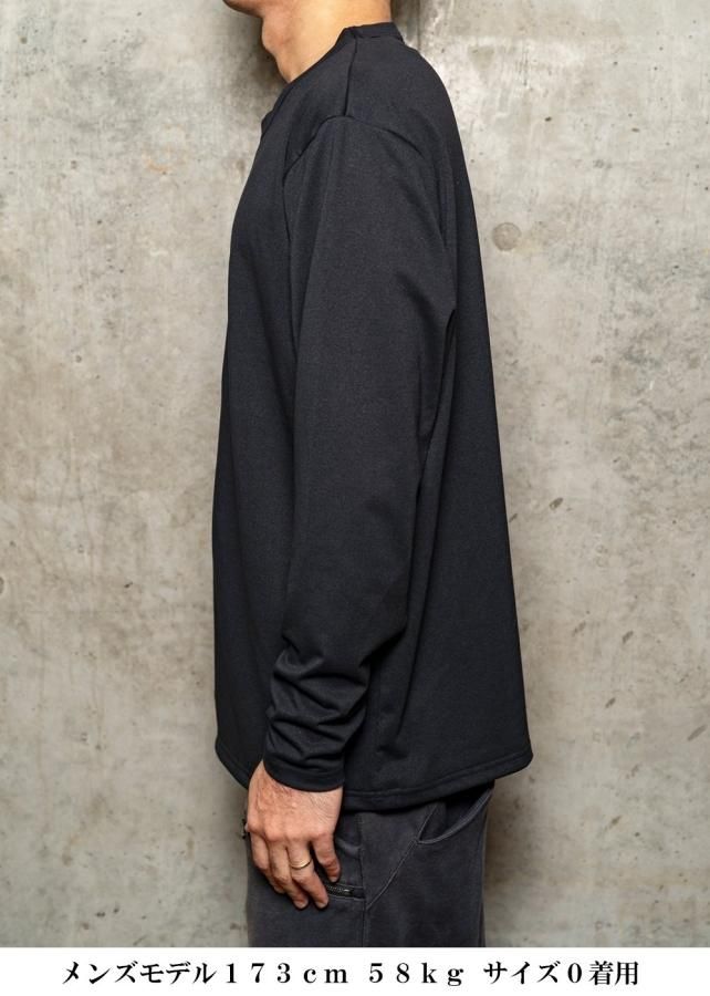 STRUM和紙素材のカットソー　サイズM zero和紙スーパーストレッチ長袖Tシャツ - 黒