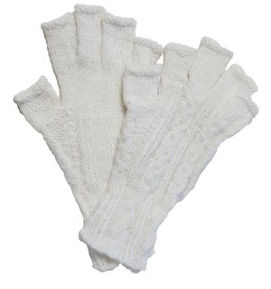 天然アルパカ１００％手袋　ホワイト５本指