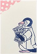 梅屋モリカナエ 消しゴム版画ポストカード ペンギンのハトゥーさん PR-105