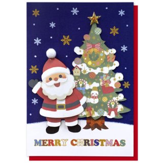 クリスマスハンドメイドカード【サンタとツリー】 CMG-562