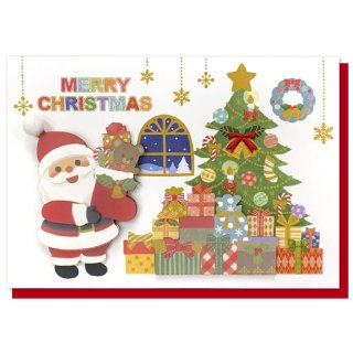 クリスマスハンドメイドカード【サンタとプレゼント】 CMG-563