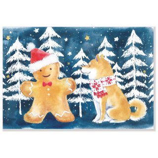 しばいぬとクリスマスポストカード【クッキー】CMP-358