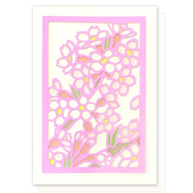 春柄 切り絵カード Gl 43h 春柄 切り絵カード Gl 43h