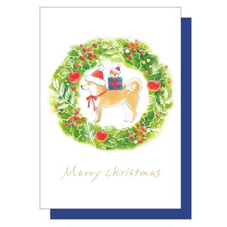 しばいぬとクリスマスカード【リース】 CMG-573