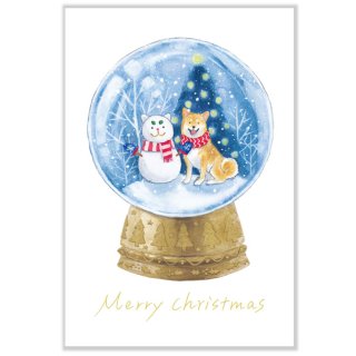 しばいぬとクリスマスポストカード【スノードーム】CMP-366